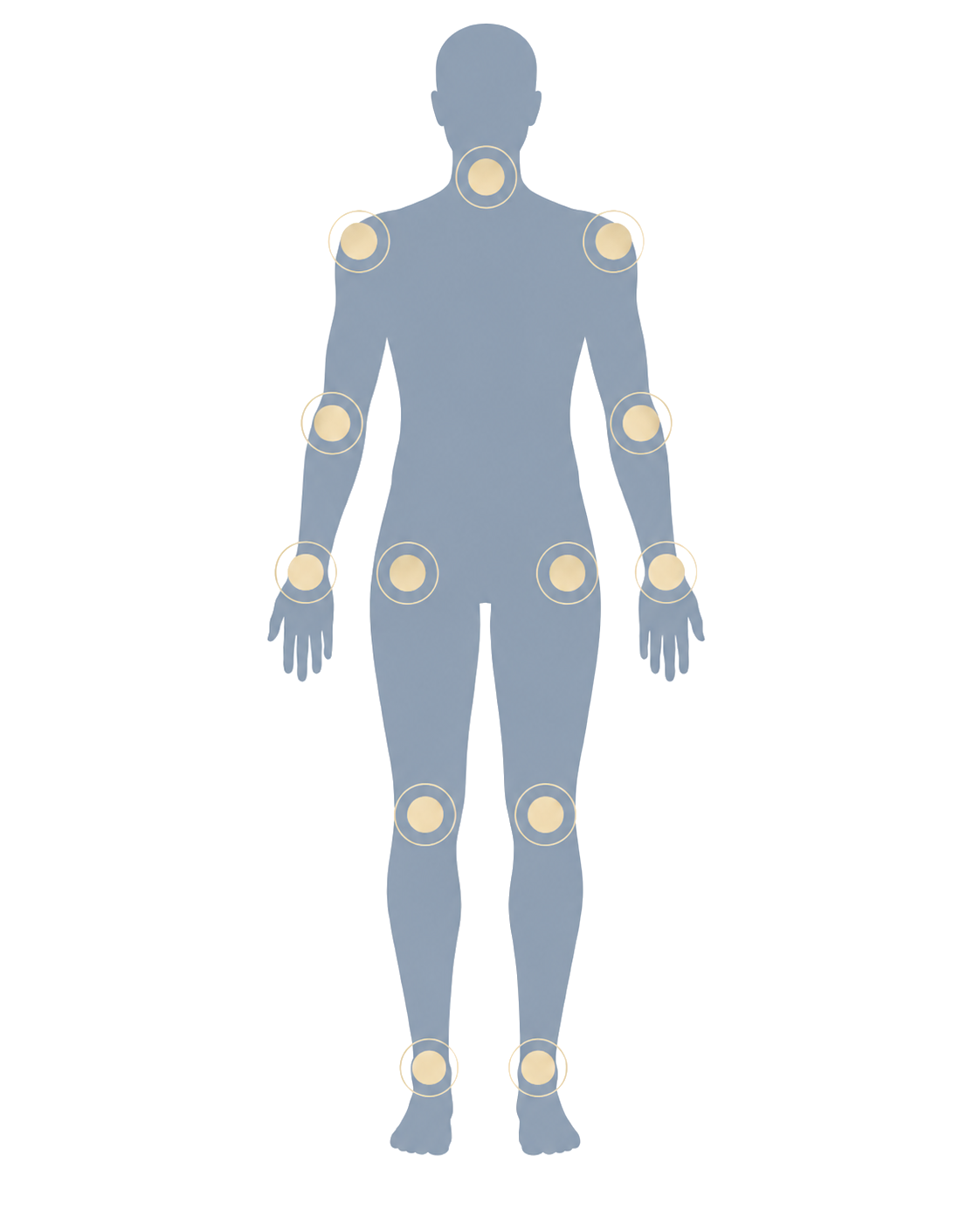 Anatomy silhouette highlighting common treatment areas